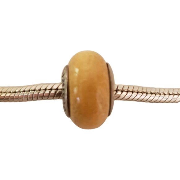 AUTHENTIC RETIRED PANDORA 790705 PAU AMARELO LIGHT WOOD BEAD SILVER CORE 925 ALE